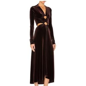 A.L.C. Maeve Java Brown Cut Out Velvet Midi Dress NWT